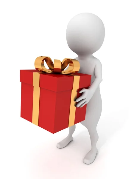 Человек с красной коробкой подарков — стоковое фото