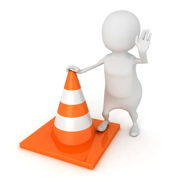 Man with   traffic cone — Stock Photo, Image