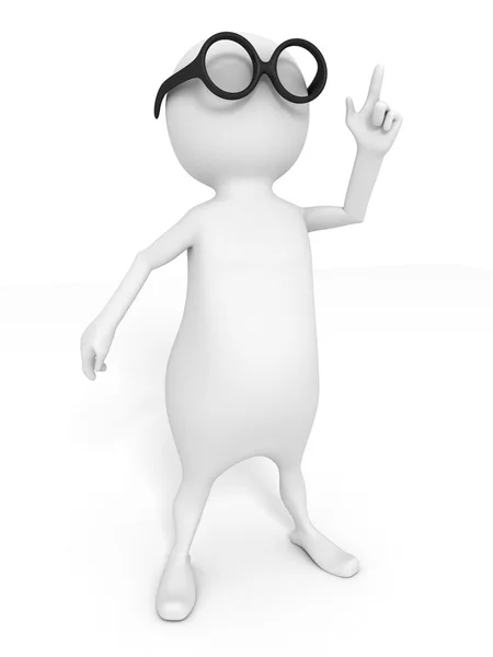 3d man in black round glasses — Stock Photo, Image