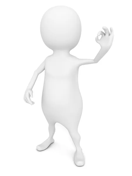 Белый трехмерный человек, показывающий ОК — стоковое фото