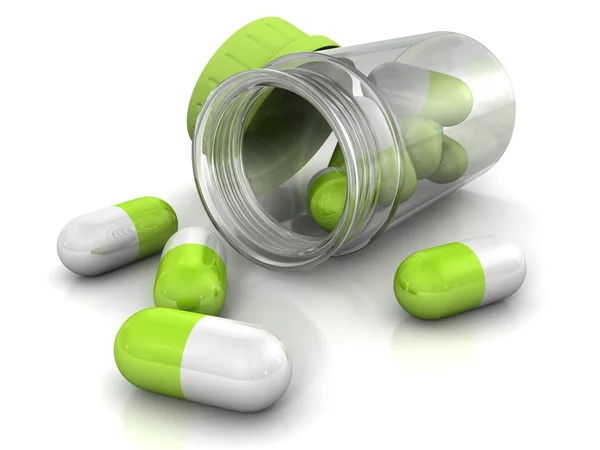 Green medicine pills — Stock Photo, Image