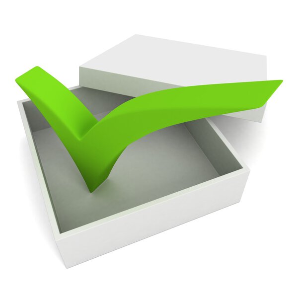 opened box with green check