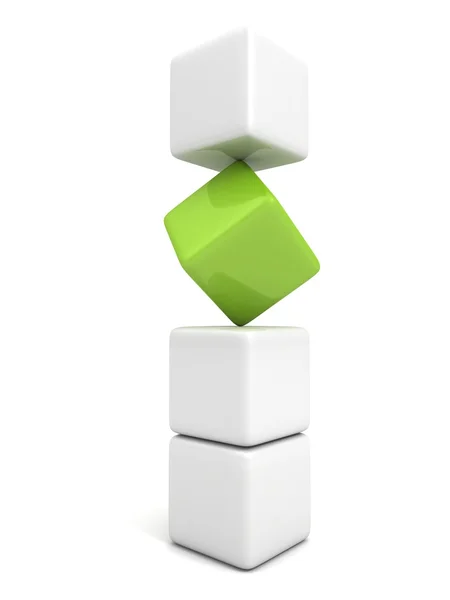 One individuality green cube — Stock Photo, Image