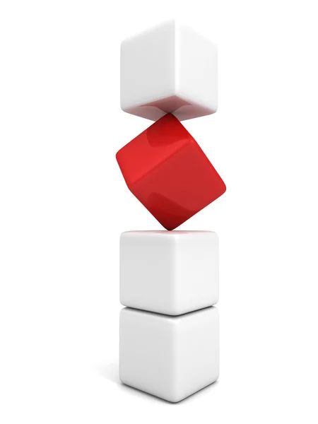 Un cube rouge individualité — Photo
