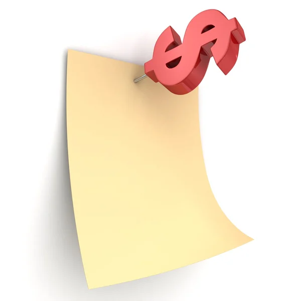 Paper note with  dollar  pin — Stock Photo, Image