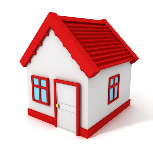 Casa 3d com telhado vermelho — Fotografia de Stock