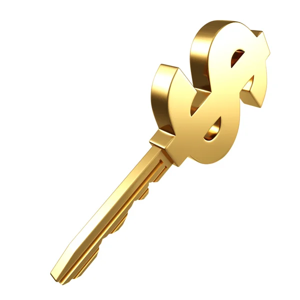 Steel Key With Gold Dollar Sign — Stock Photo, Image