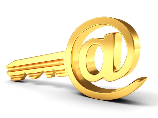 E-mail golden key at sign. — Stock Photo, Image
