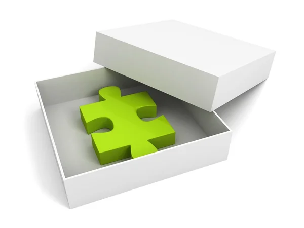 Pole zielone puzzle biały — Zdjęcie stockowe