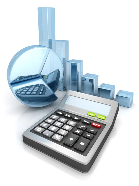 Calculator met zakelijke grafiek — Stockfoto