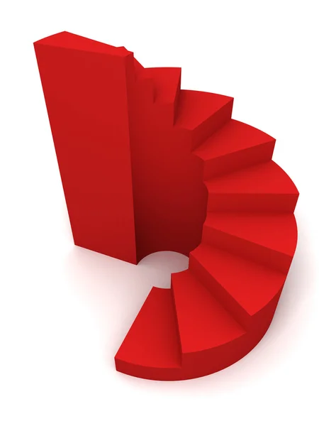 Escadaria redonda em espiral vermelha — Fotografia de Stock