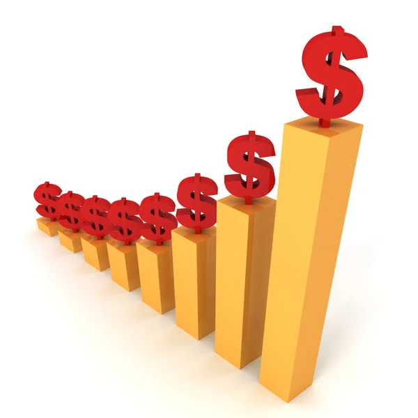 Raising dollar financial bar chart — Stock Photo, Image