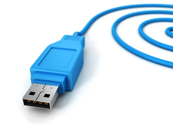 Cable espiral usb ordenador azul — Foto de Stock