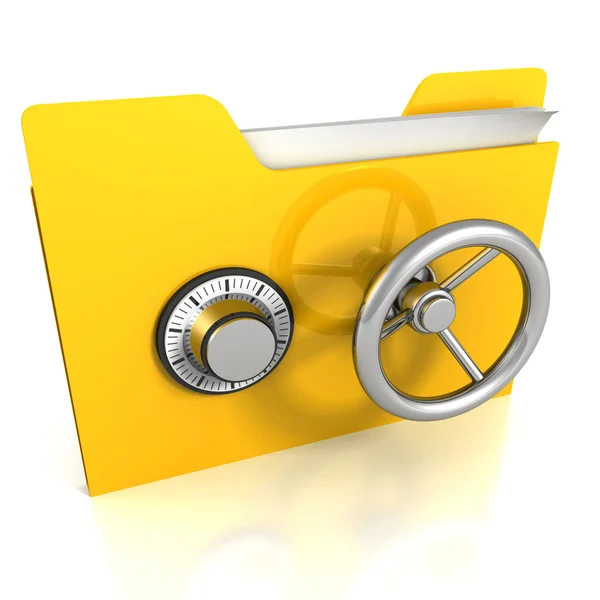 Yellow folder with safe lock. — Stock Photo, Image