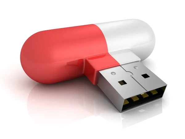 Concept usb flash drive red pill — Stock Photo, Image