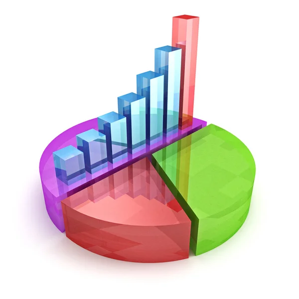 Kleurrijke bar en cirkeldiagram succes business — Stockfoto