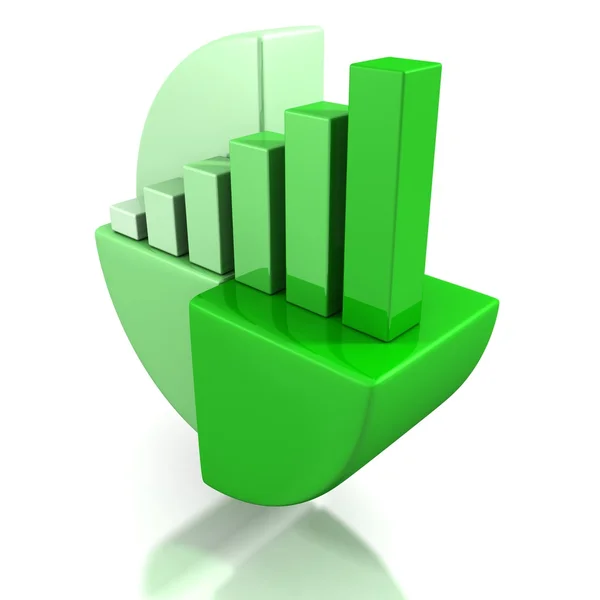 Grön cirkel- och stapeldiagram affärsidé — Stockfoto