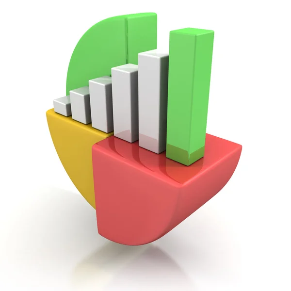 Colorful bar and pie financial graph chart — Stock Photo, Image