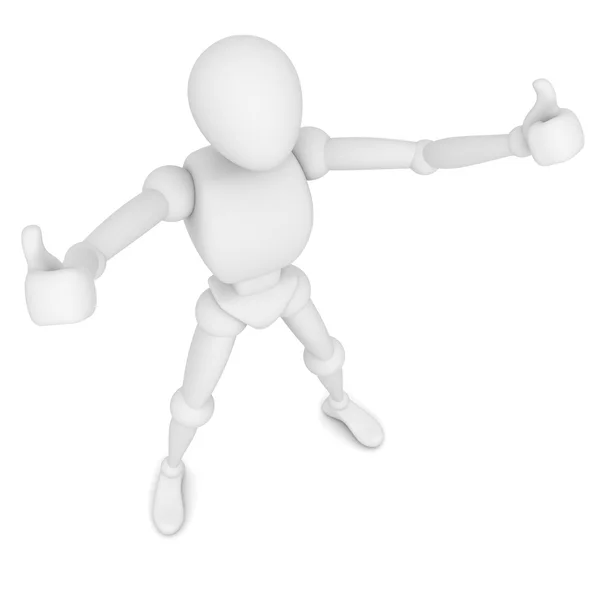 3D man with thumbs up gesture — Stock Photo, Image