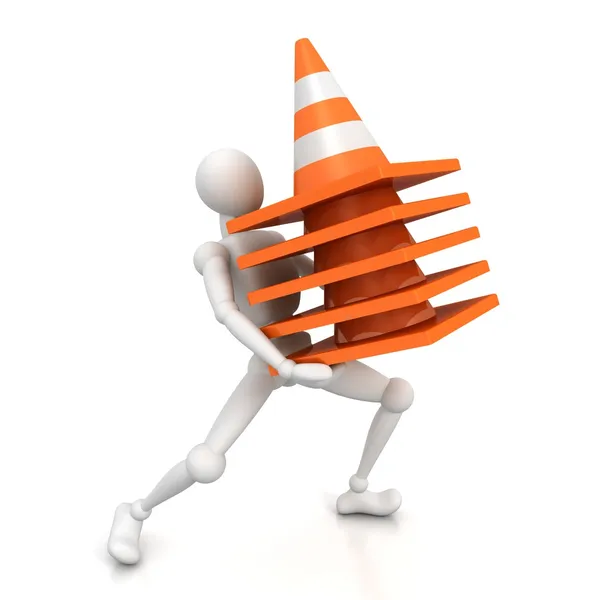 Man carries  traffic cones — Stock Photo, Image