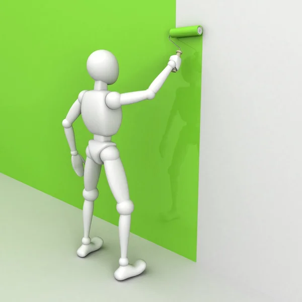 3D hombre pintando la pared — Foto de Stock