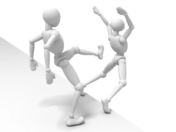 Human character kicking opponent — Stock Photo, Image