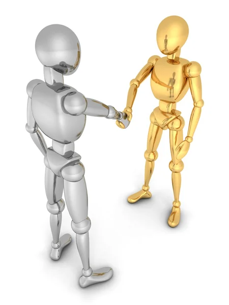 3d human figures handshaking — Stock Photo, Image