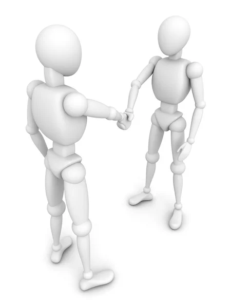 3d human figures handshaking — Stock Photo, Image