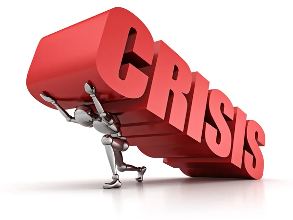 3d man pinned  with  CRISIS word — Stock Photo, Image