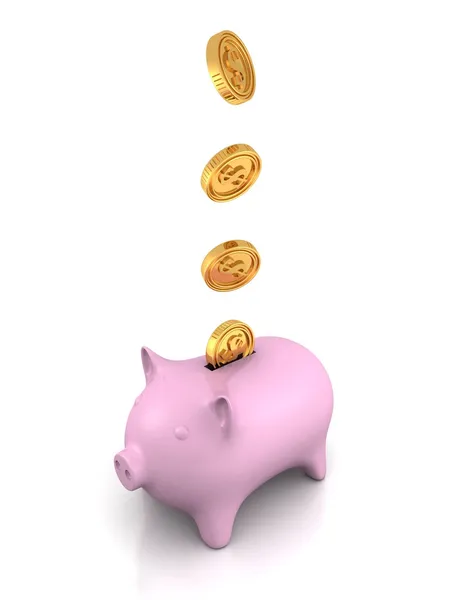 Piggy money bank with coins — Stock Photo, Image