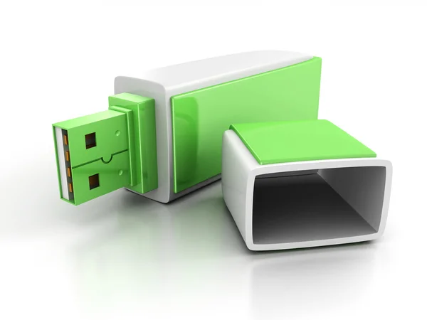 Unidad flash USB verde — Foto de Stock