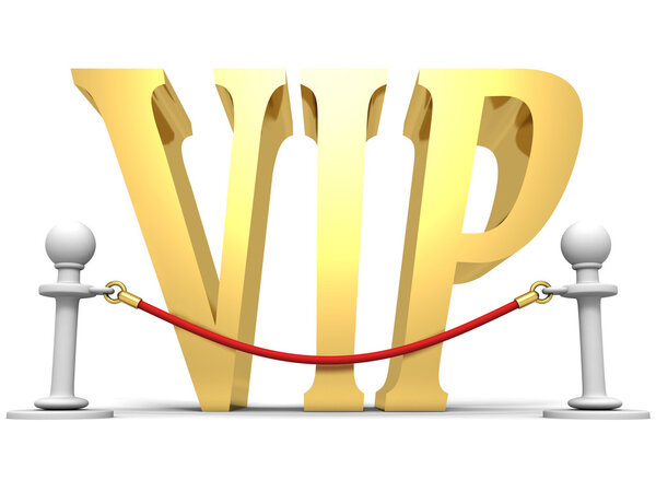 Golden VIP sign behind velvet rope barrier