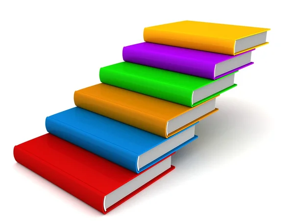 Trap ladder van kleurrijke boeken — Stockfoto
