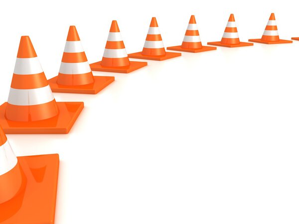 Row of orange road traffic cones