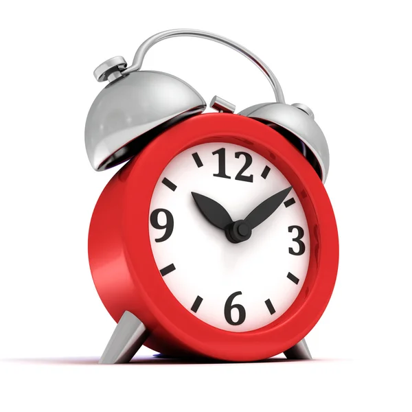 Red alarm clock on white background — Stock Photo, Image