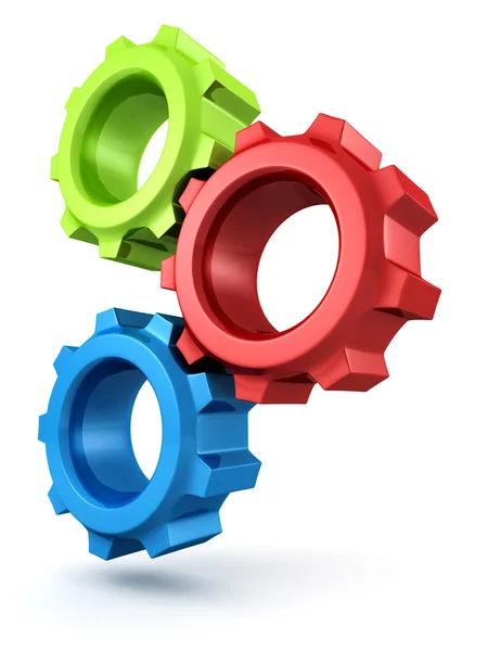 Colorful Connected Gears — Stock Photo, Image