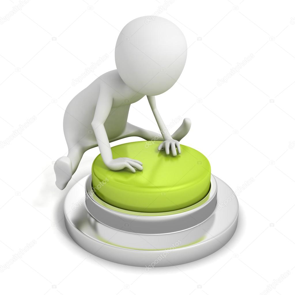 3d man pressing the green button