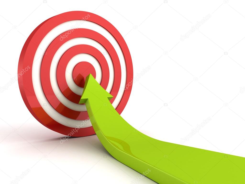 arrow pointing in center of red target