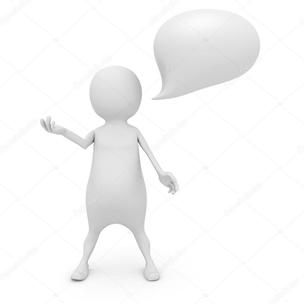 White 3D man with a talk bubble