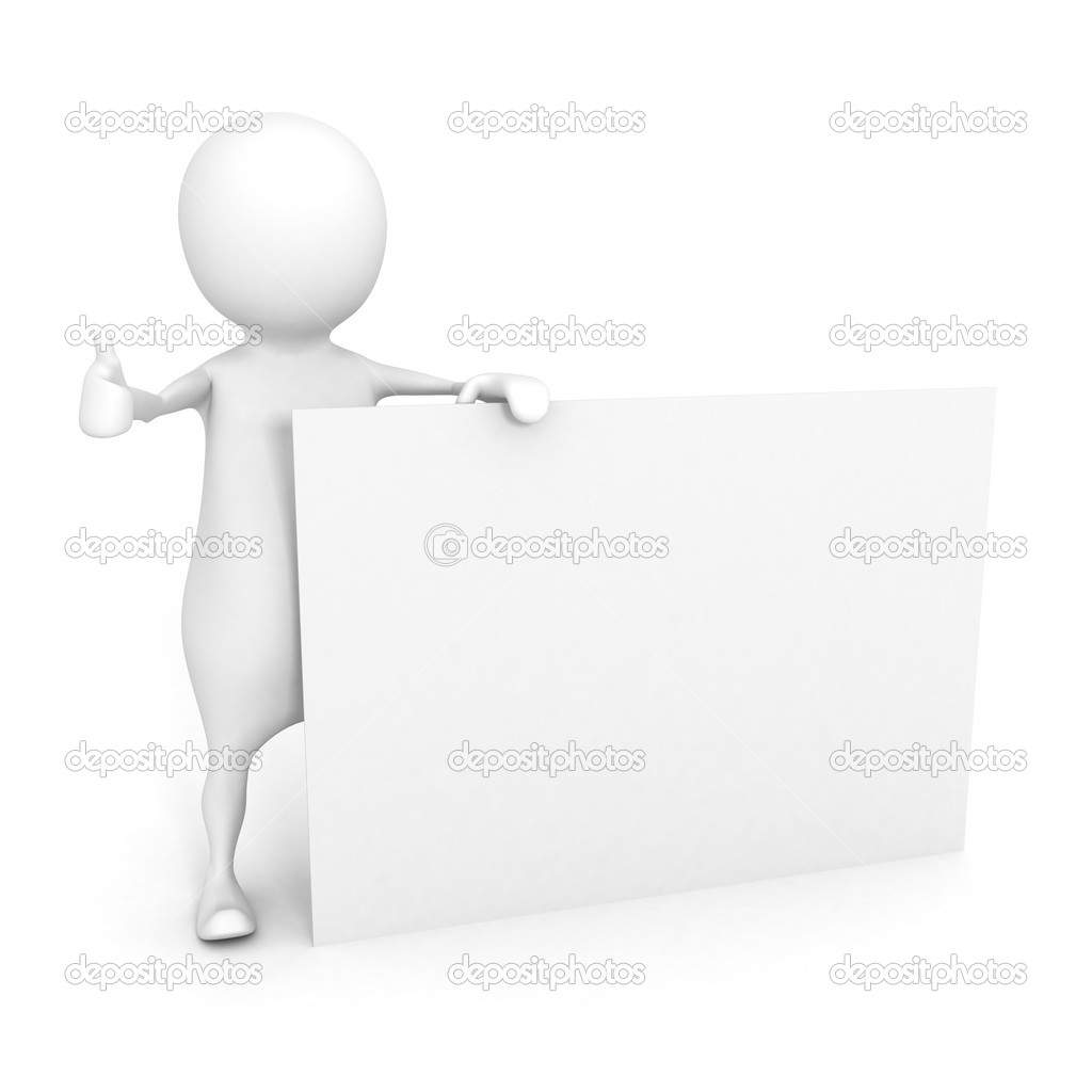 3d man  with   business card