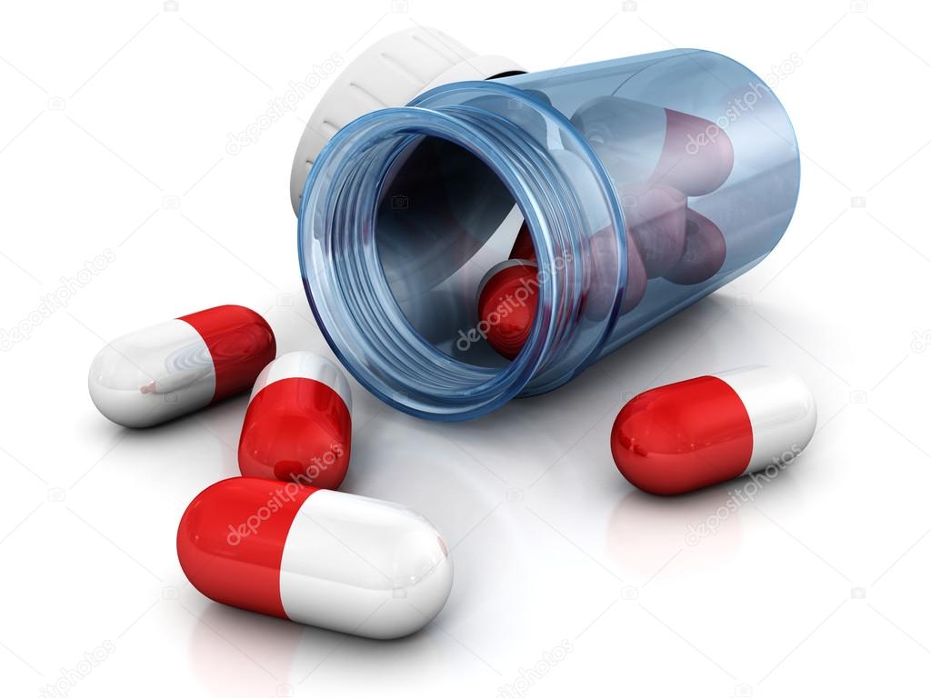 Red capsule pills