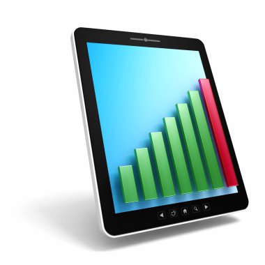 siyah tablet pc ile çubuk grafik