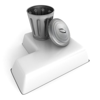 Metal çöp kutusu beyaz bilgisayar düğme anahtar