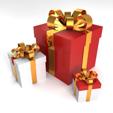 Kırmızı ve beyaz hediye kutuları