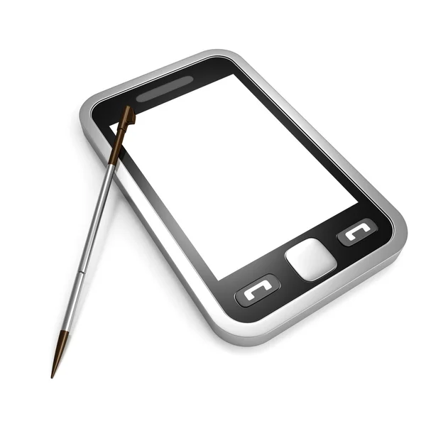 Smart phone with white blank touchscreen — Stock Photo, Image