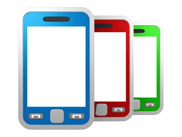 Set di smartphone touchscreen colorati — Foto Stock