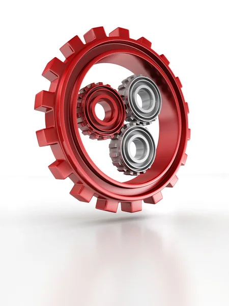 Gray and red gears — Stock Photo, Image