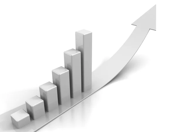 White business growing bar graph — Stock Photo, Image