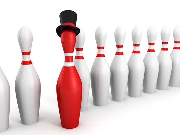 Rosso bowling pin leader — Foto Stock