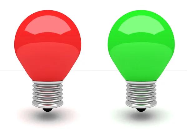 Red and green light bulb — Stock Photo, Image